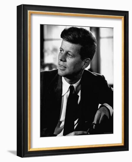 Senator John F. Kennedy, Posing For Picture-Hank Walker-Framed Photographic Print