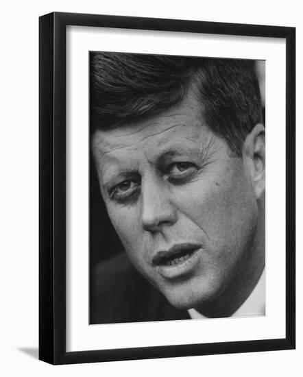 Senator John F. Kennedy Speaking During Press Conference at Gracie Mansion-Howard Sochurek-Framed Photographic Print