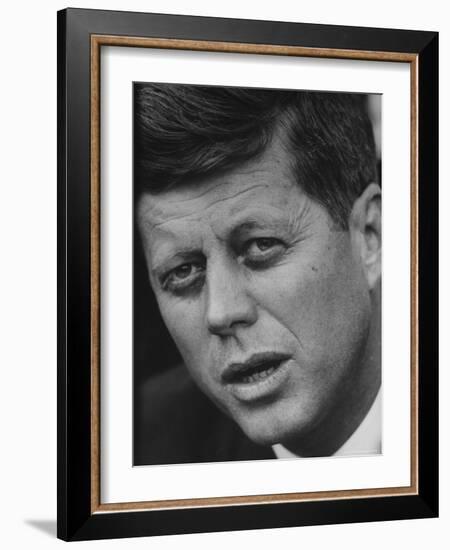 Senator John F. Kennedy Speaking During Press Conference at Gracie Mansion-Howard Sochurek-Framed Photographic Print