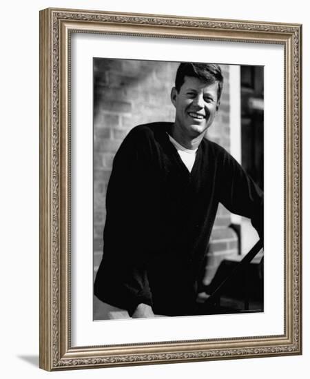 Senator John F. Kennedy, Standing Outside in a Sweater-Hank Walker-Framed Photographic Print