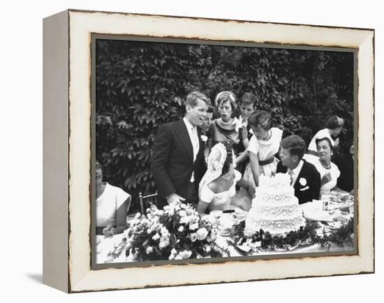 Senator John F. Kennedy with His Bride Jacqueline at Their Wedding Reception-Lisa Larsen-Framed Premier Image Canvas