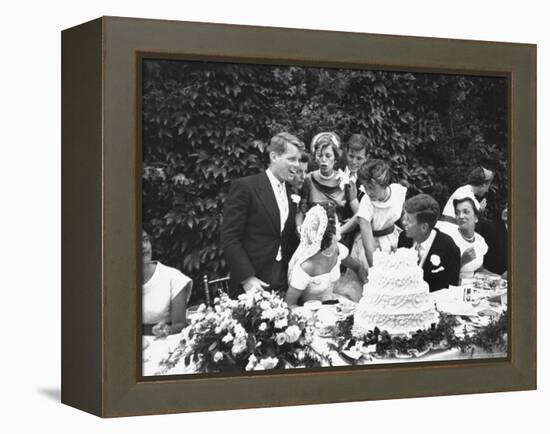 Senator John F. Kennedy with His Bride Jacqueline at Their Wedding Reception-Lisa Larsen-Framed Premier Image Canvas