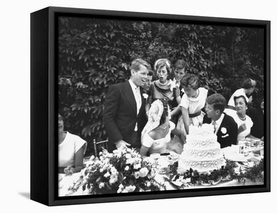 Senator John F. Kennedy with His Bride Jacqueline at Their Wedding Reception-Lisa Larsen-Framed Premier Image Canvas