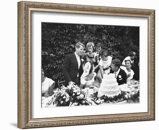 Senator John F. Kennedy with His Bride Jacqueline at Their Wedding Reception-Lisa Larsen-Framed Photographic Print
