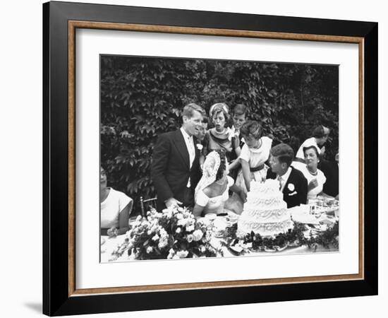 Senator John F. Kennedy with His Bride Jacqueline at Their Wedding Reception-Lisa Larsen-Framed Photographic Print