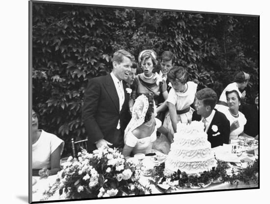 Senator John F. Kennedy with His Bride Jacqueline at Their Wedding Reception-Lisa Larsen-Mounted Photographic Print