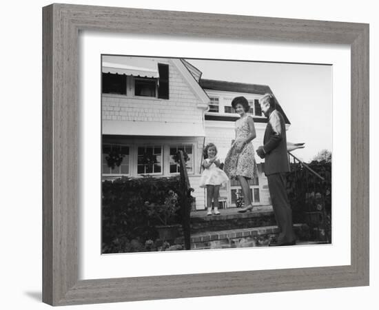 Senator John F. Kennedy with Wife Jackie and Daughter Caroline at Family Summer Home-Paul Schutzer-Framed Photographic Print