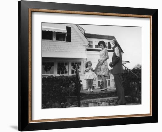 Senator John F. Kennedy with Wife Jackie and Daughter Caroline at Family Summer Home-Paul Schutzer-Framed Photographic Print