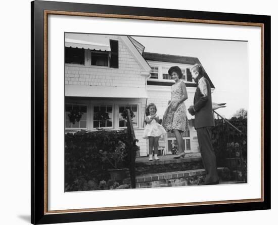 Senator John F. Kennedy with Wife Jackie and Daughter Caroline at Family Summer Home-Paul Schutzer-Framed Photographic Print