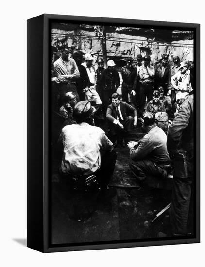 Senator John Kennedy Campaigning at Coal Mine-Hank Walker-Framed Premier Image Canvas