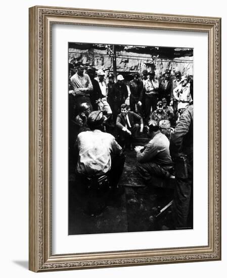 Senator John Kennedy Campaigning at Coal Mine-Hank Walker-Framed Photographic Print