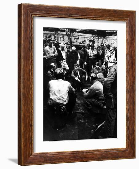 Senator John Kennedy Campaigning at Coal Mine-Hank Walker-Framed Photographic Print