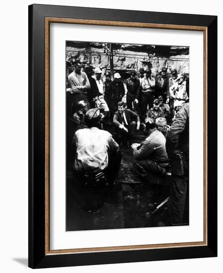 Senator John Kennedy Campaigning at Coal Mine-Hank Walker-Framed Photographic Print