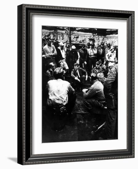 Senator John Kennedy Campaigning at Coal Mine-Hank Walker-Framed Photographic Print