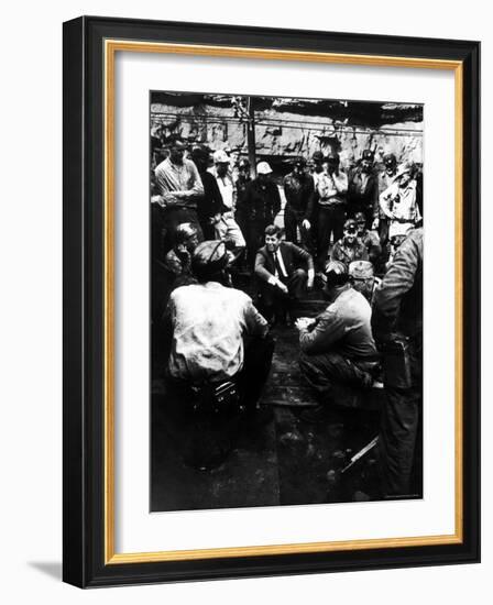 Senator John Kennedy Campaigning at Coal Mine-Hank Walker-Framed Photographic Print