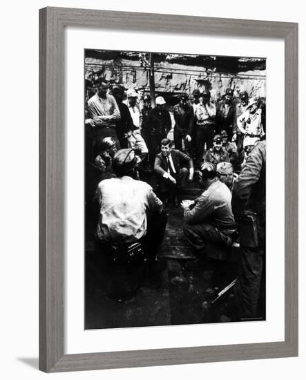 Senator John Kennedy Campaigning at Coal Mine-Hank Walker-Framed Photographic Print