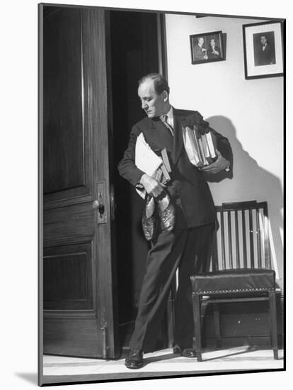 Senator John L McClellan, Carrying an Arm Load of Books and Papers, Ready for a Filibuster-Martha Holmes-Mounted Photographic Print