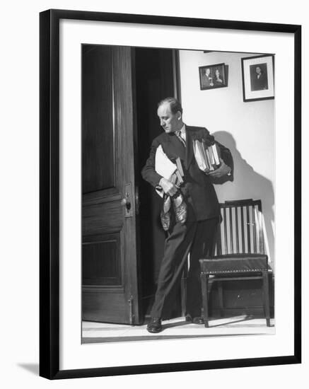 Senator John L McClellan, Carrying an Arm Load of Books and Papers, Ready for a Filibuster-Martha Holmes-Framed Photographic Print