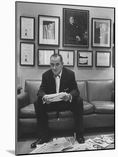 Senator Lyndon B. Johnson at the Time of the Senate Filibuster Concerning Civil Rights-Ed Clark-Mounted Photographic Print