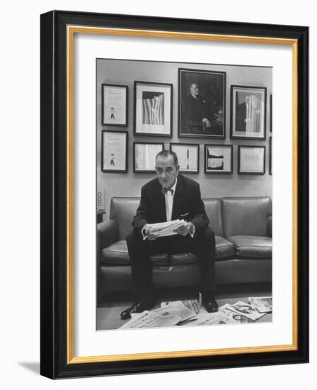 Senator Lyndon B. Johnson at the Time of the Senate Filibuster Concerning Civil Rights-Ed Clark-Framed Photographic Print