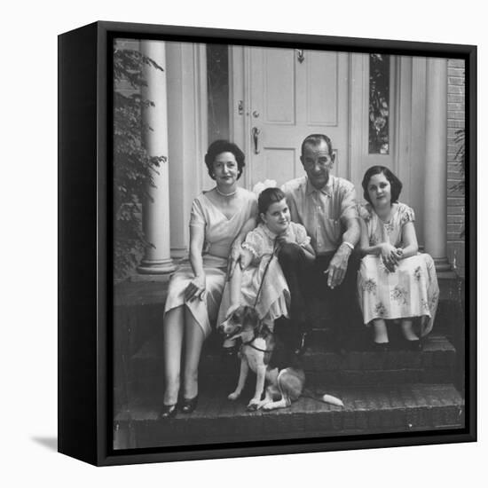 Senator Lyndon B. Johnson with His Family on the Front Steps of Their Home-Ed Clark-Framed Premier Image Canvas