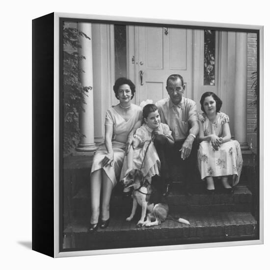 Senator Lyndon B. Johnson with His Family on the Front Steps of Their Home-Ed Clark-Framed Premier Image Canvas