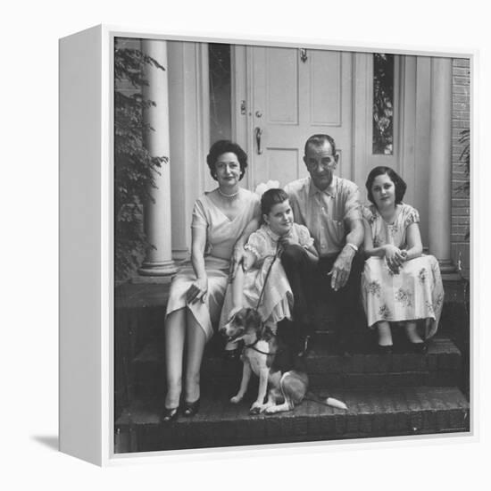 Senator Lyndon B. Johnson with His Family on the Front Steps of Their Home-Ed Clark-Framed Premier Image Canvas