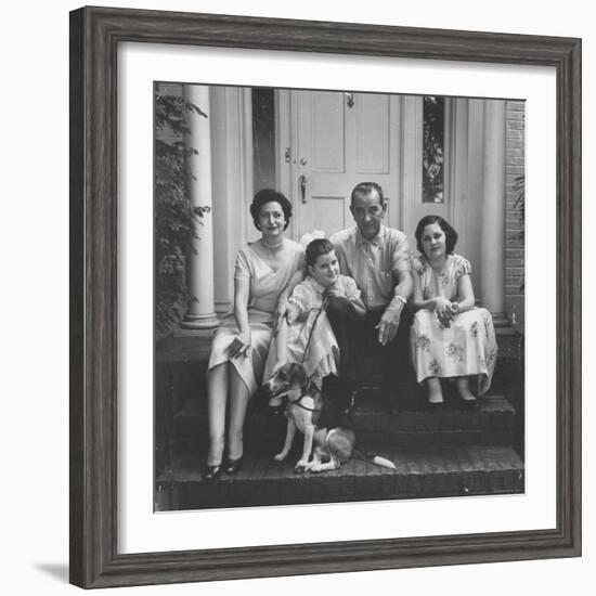 Senator Lyndon B. Johnson with His Family on the Front Steps of Their Home-Ed Clark-Framed Photographic Print