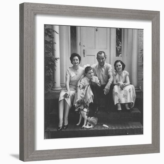 Senator Lyndon B. Johnson with His Family on the Front Steps of Their Home-Ed Clark-Framed Photographic Print