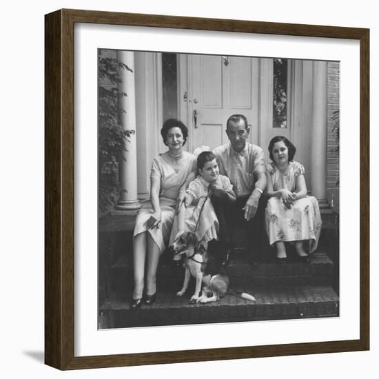 Senator Lyndon B. Johnson with His Family on the Front Steps of Their Home-Ed Clark-Framed Photographic Print