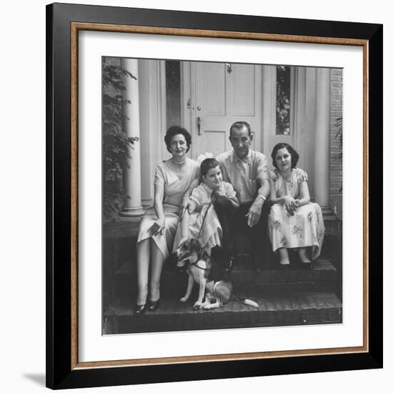 Senator Lyndon B. Johnson with His Family on the Front Steps of Their Home-Ed Clark-Framed Photographic Print