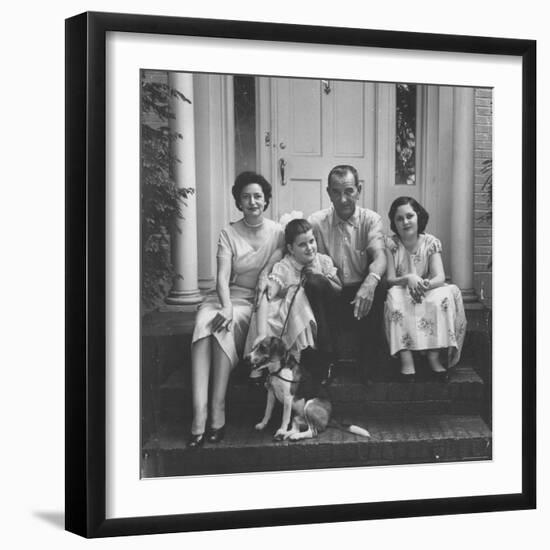 Senator Lyndon B. Johnson with His Family on the Front Steps of Their Home-Ed Clark-Framed Photographic Print