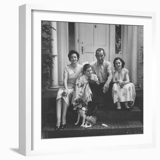 Senator Lyndon B. Johnson with His Family on the Front Steps of Their Home-Ed Clark-Framed Photographic Print