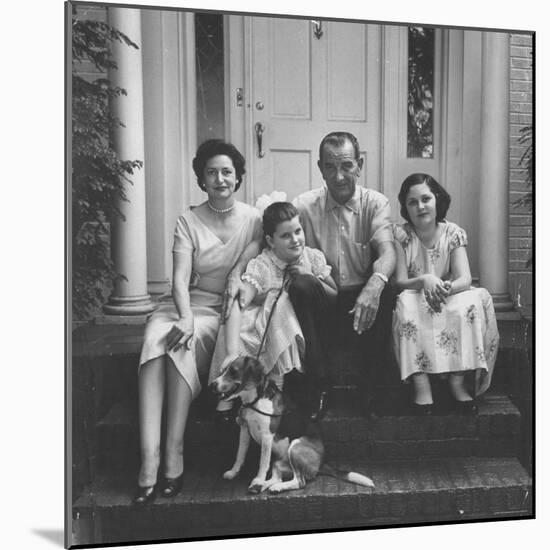 Senator Lyndon B. Johnson with His Family on the Front Steps of Their Home-Ed Clark-Mounted Photographic Print