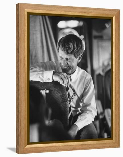 Senator Robert F. Kennedy Aboard Plane Traveling to Campaign For Local Democrats-Bill Eppridge-Framed Premier Image Canvas