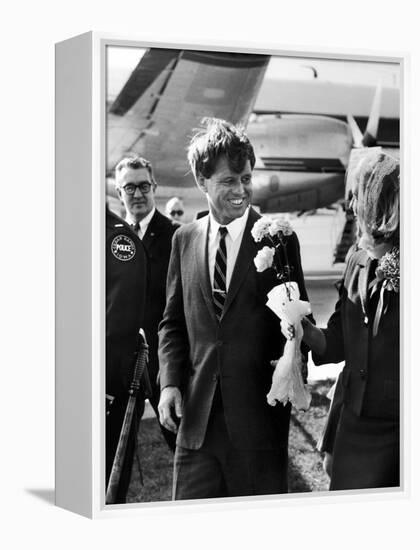 Senator Robert F. Kennedy at Airport During Campaign Trip to Help Election of Local Democrats-Bill Eppridge-Framed Premier Image Canvas