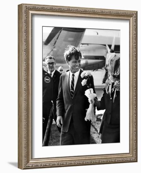 Senator Robert F. Kennedy at Airport During Campaign Trip to Help Election of Local Democrats-Bill Eppridge-Framed Photographic Print