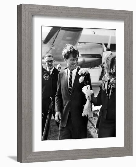 Senator Robert F. Kennedy at Airport During Campaign Trip to Help Election of Local Democrats-Bill Eppridge-Framed Photographic Print