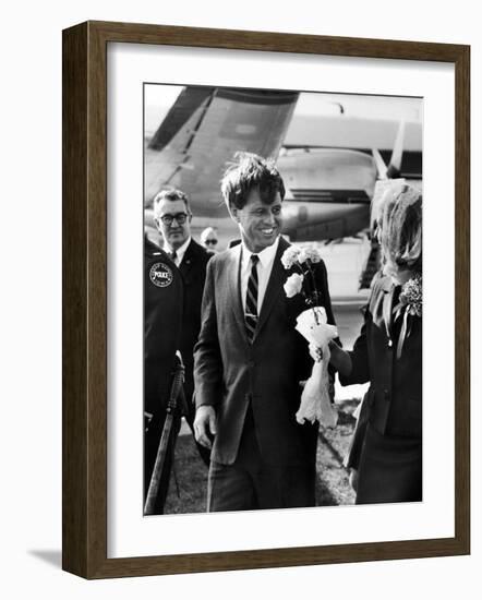 Senator Robert F. Kennedy at Airport During Campaign Trip to Help Election of Local Democrats-Bill Eppridge-Framed Photographic Print