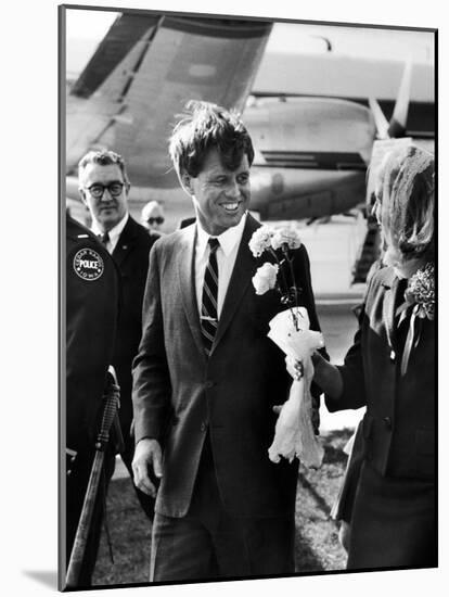 Senator Robert F. Kennedy at Airport During Campaign Trip to Help Election of Local Democrats-Bill Eppridge-Mounted Photographic Print
