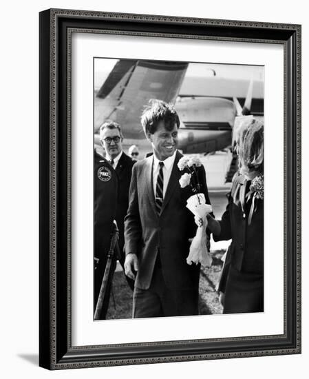 Senator Robert F. Kennedy at Airport During Campaign Trip to Help Election of Local Democrats-Bill Eppridge-Framed Photographic Print