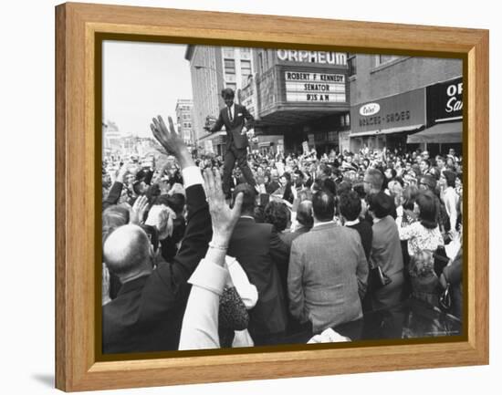 Senator Robert F. Kennedy Campaigning-Bill Eppridge-Framed Premier Image Canvas