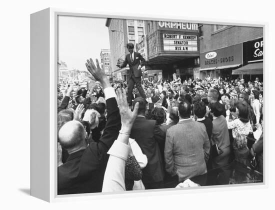 Senator Robert F. Kennedy Campaigning-Bill Eppridge-Framed Premier Image Canvas