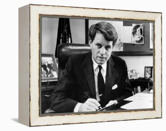 Senator Robert F. Kennedy in His Office, Washington, D.C., March 2, 1967-null-Framed Stretched Canvas