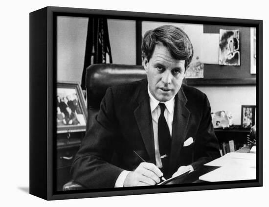 Senator Robert F. Kennedy in His Office, Washington, D.C., March 2, 1967-null-Framed Stretched Canvas