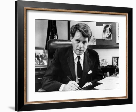 Senator Robert F. Kennedy in His Office, Washington, D.C., March 2, 1967-null-Framed Photo