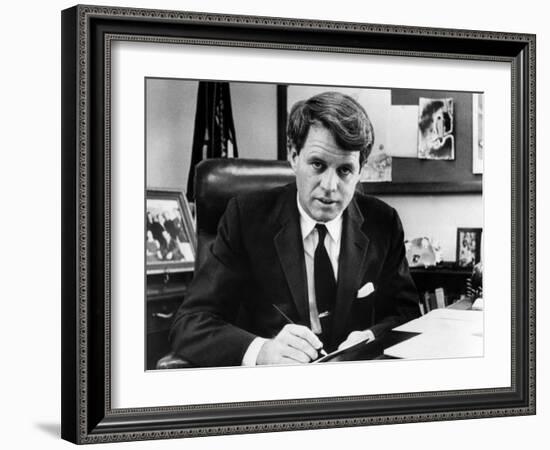 Senator Robert F. Kennedy in His Office, Washington, D.C., March 2, 1967-null-Framed Photo