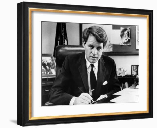 Senator Robert F. Kennedy in His Office, Washington, D.C., March 2, 1967-null-Framed Photo