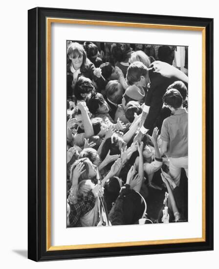 Senator Robert F. Kennedy Mobbed by Youthful Admirers During Campaign-Bill Eppridge-Framed Photographic Print