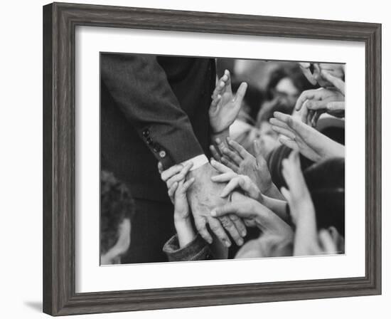 Senator Robert F. Kennedy Shaking Hands with Admirers During Campaigning-Bill Eppridge-Framed Photographic Print